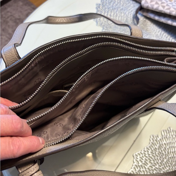 Tory Burch Pebbled Leather Tote in Taupe - Picture 2 of 2